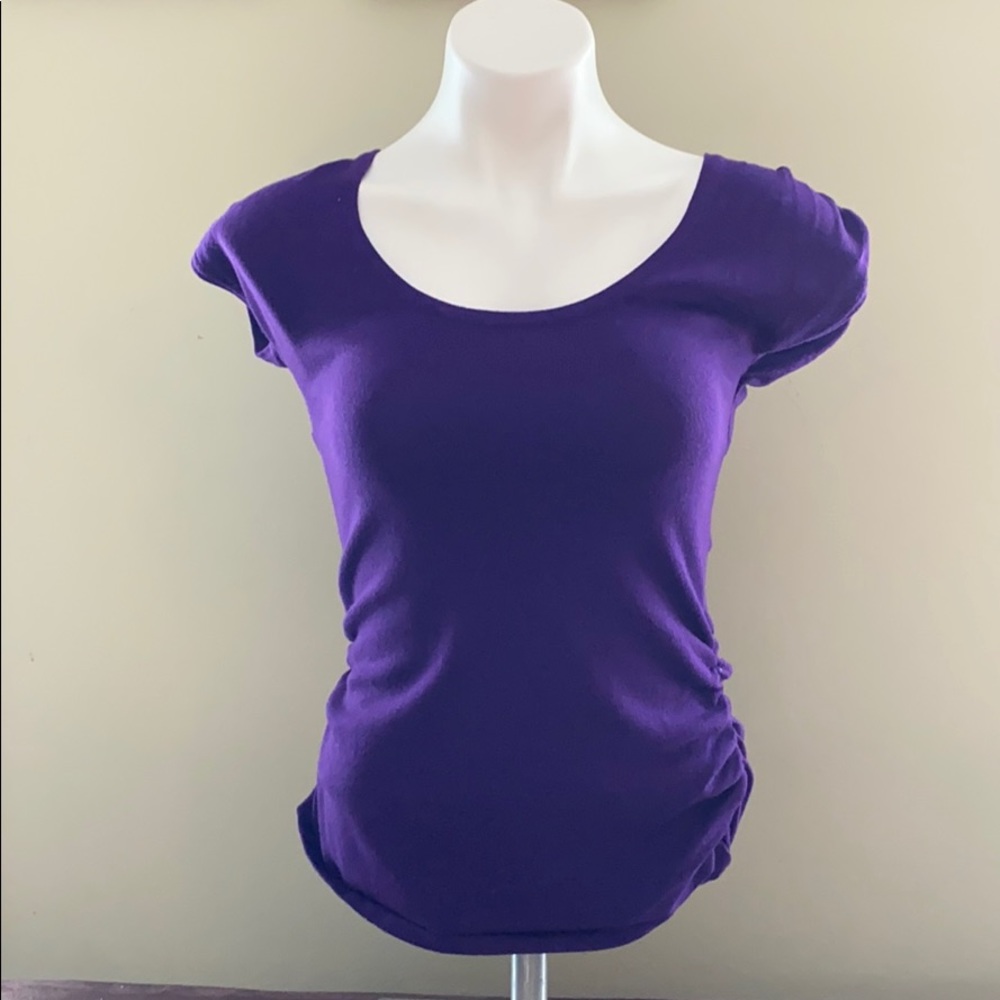 Purple shirt sleeve knit top